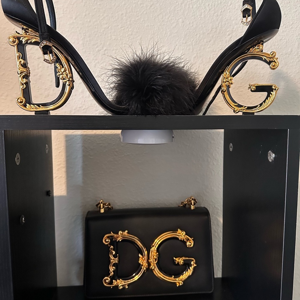 Black and Gold DG Heels and Bag Set